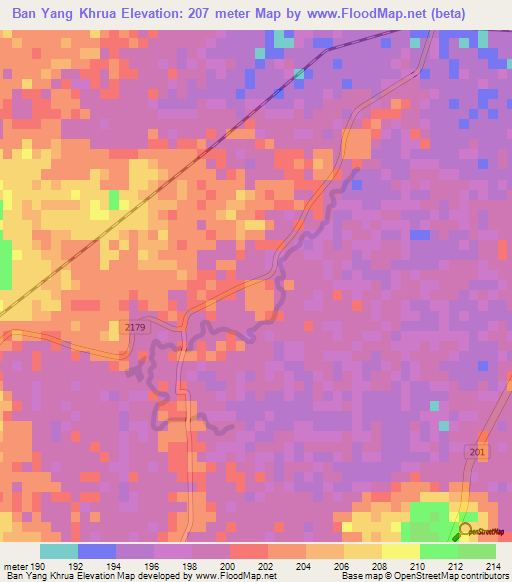 Ban Yang Khrua,Thailand Elevation Map