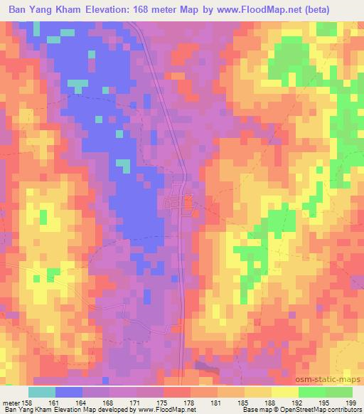 Ban Yang Kham,Thailand Elevation Map