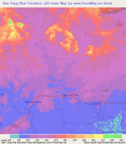 Ban Yang Khai,Thailand Elevation Map