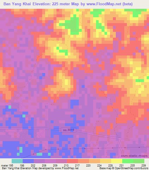 Ban Yang Khai,Thailand Elevation Map