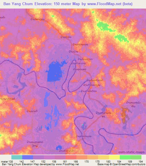 Ban Yang Chum,Thailand Elevation Map