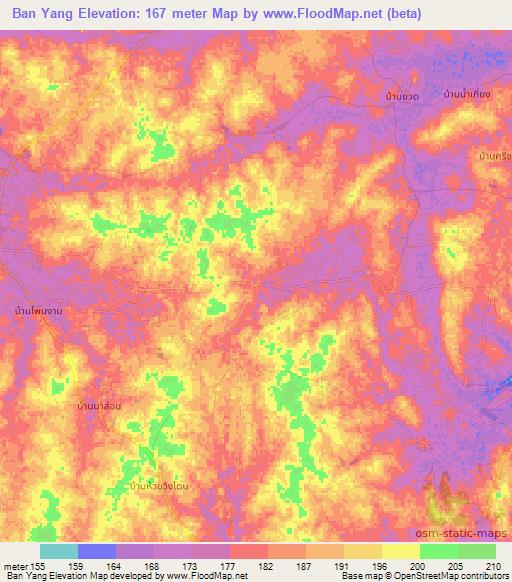 Ban Yang,Thailand Elevation Map