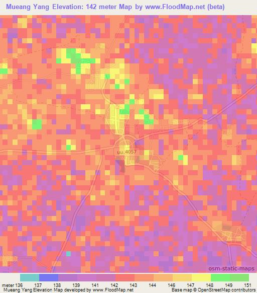 Mueang Yang,Thailand Elevation Map