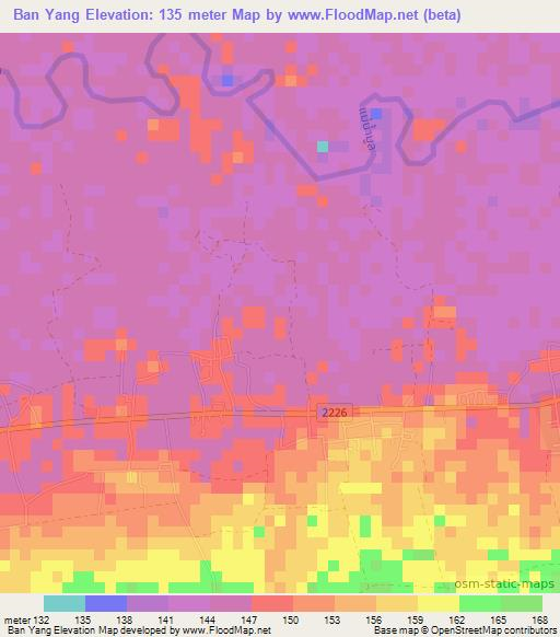 Ban Yang,Thailand Elevation Map