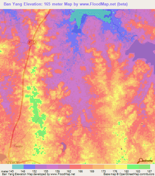 Ban Yang,Thailand Elevation Map
