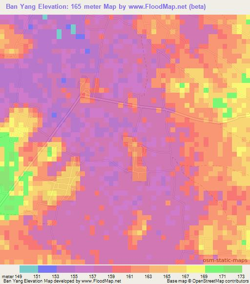 Ban Yang,Thailand Elevation Map
