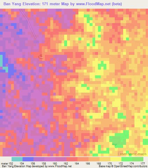 Ban Yang,Thailand Elevation Map