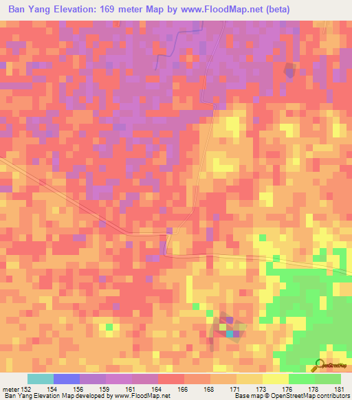 Ban Yang,Thailand Elevation Map