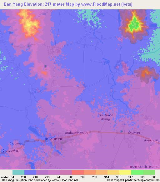 Ban Yang,Thailand Elevation Map