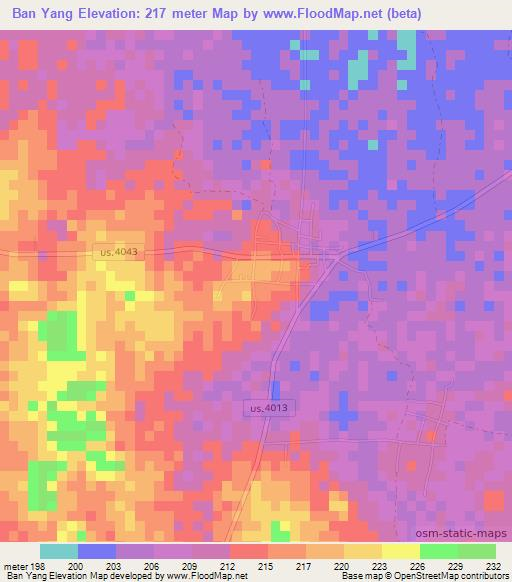 Ban Yang,Thailand Elevation Map