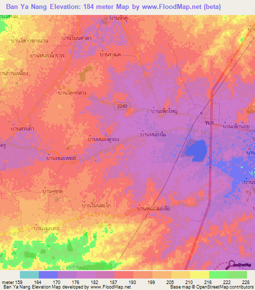 Ban Ya Nang,Thailand Elevation Map
