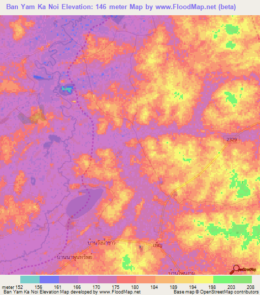 Ban Yam Ka Noi,Thailand Elevation Map