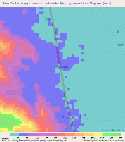 Ban Ya Lu Tong,Thailand Elevation Map