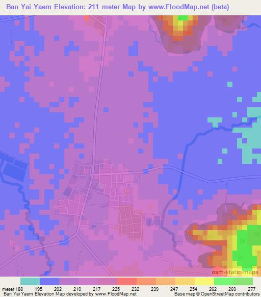 Ban Yai Yaem,Thailand Elevation Map
