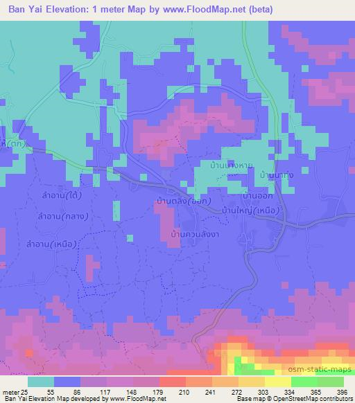 Ban Yai,Thailand Elevation Map