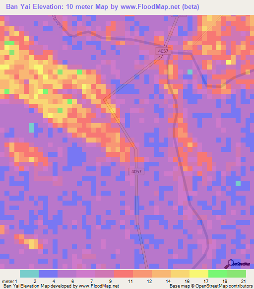 Ban Yai,Thailand Elevation Map