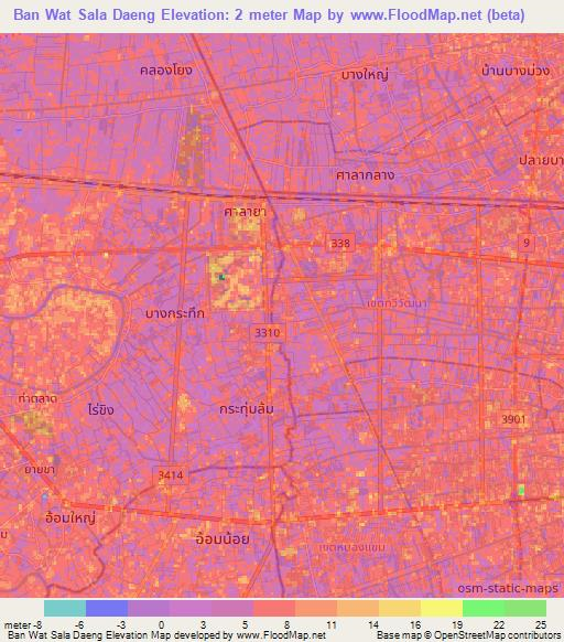 Ban Wat Sala Daeng,Thailand Elevation Map