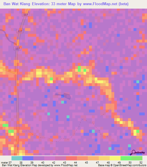 Ban Wat Klang,Thailand Elevation Map