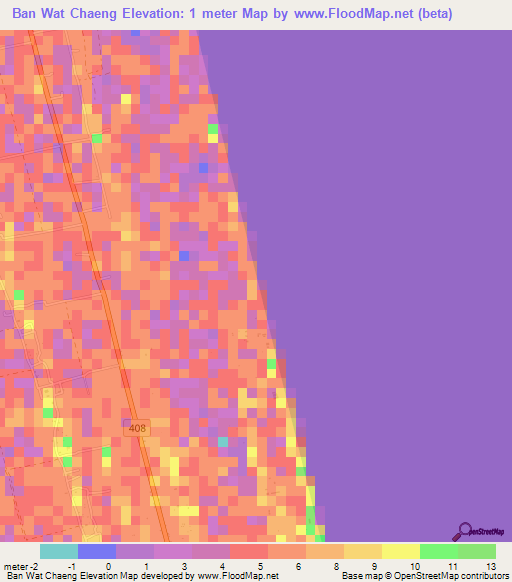 Ban Wat Chaeng,Thailand Elevation Map