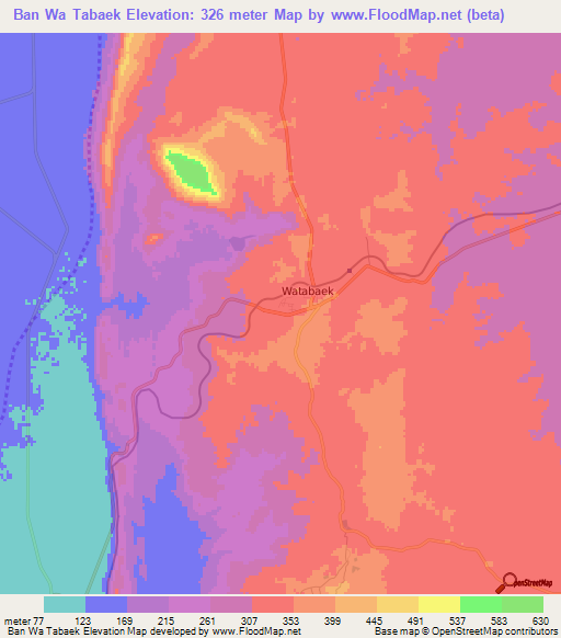 Ban Wa Tabaek,Thailand Elevation Map