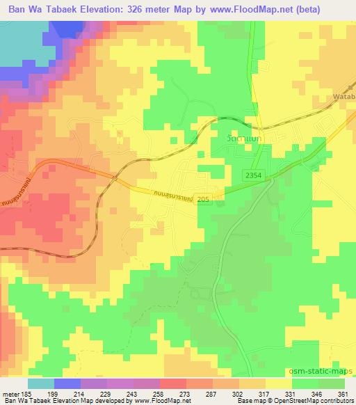 Ban Wa Tabaek,Thailand Elevation Map