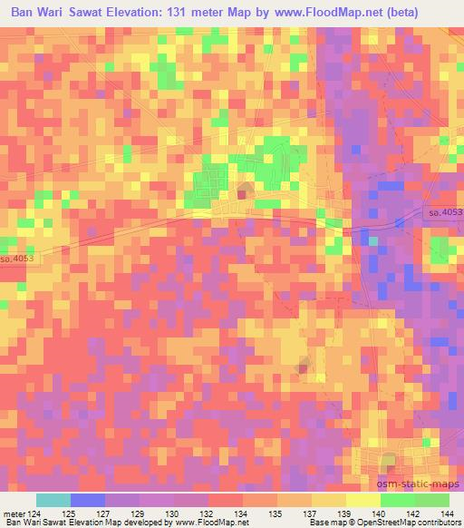 Ban Wari Sawat,Thailand Elevation Map