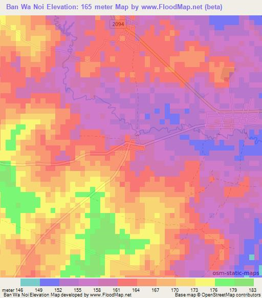 Ban Wa Noi,Thailand Elevation Map