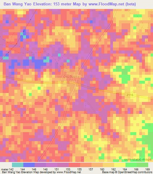 Ban Wang Yao,Thailand Elevation Map