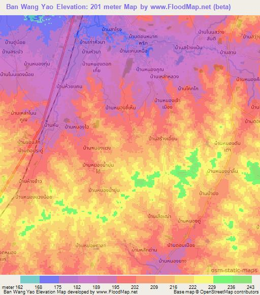 Ban Wang Yao,Thailand Elevation Map
