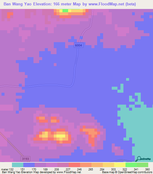 Ban Wang Yao,Thailand Elevation Map