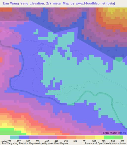 Ban Wang Yang,Thailand Elevation Map