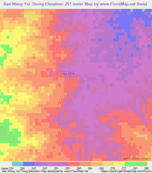 Ban Wang Yai Thong,Thailand Elevation Map