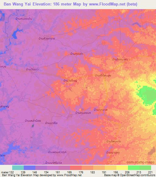 Ban Wang Yai,Thailand Elevation Map