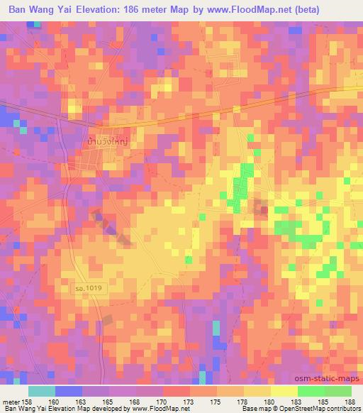 Ban Wang Yai,Thailand Elevation Map