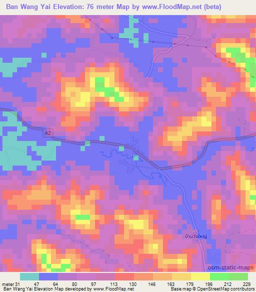 Ban Wang Yai,Thailand Elevation Map