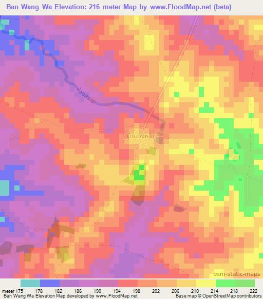 Ban Wang Wa,Thailand Elevation Map