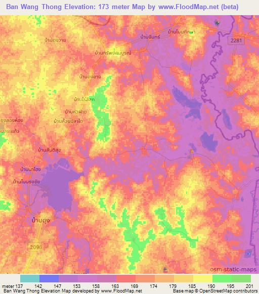 Ban Wang Thong,Thailand Elevation Map
