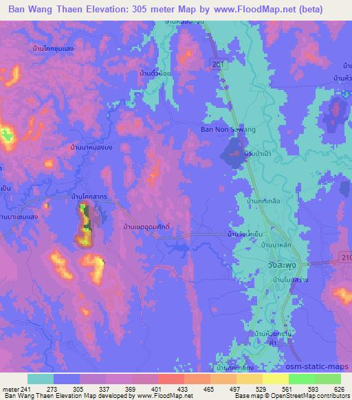 Ban Wang Thaen,Thailand Elevation Map