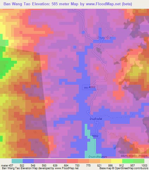 Ban Wang Tao,Thailand Elevation Map