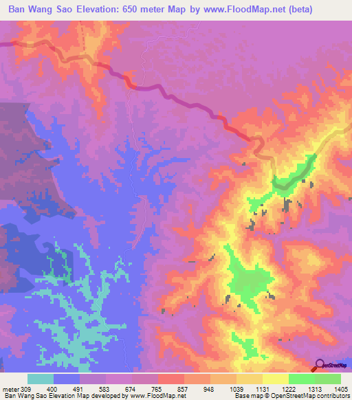 Ban Wang Sao,Thailand Elevation Map