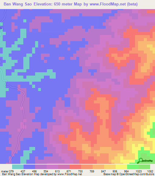 Ban Wang Sao,Thailand Elevation Map