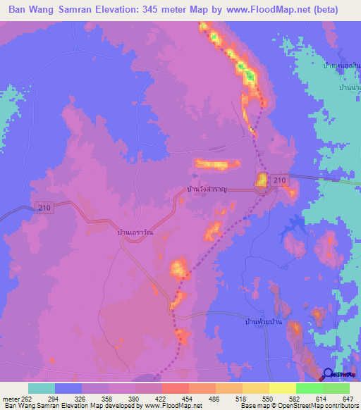 Ban Wang Samran,Thailand Elevation Map