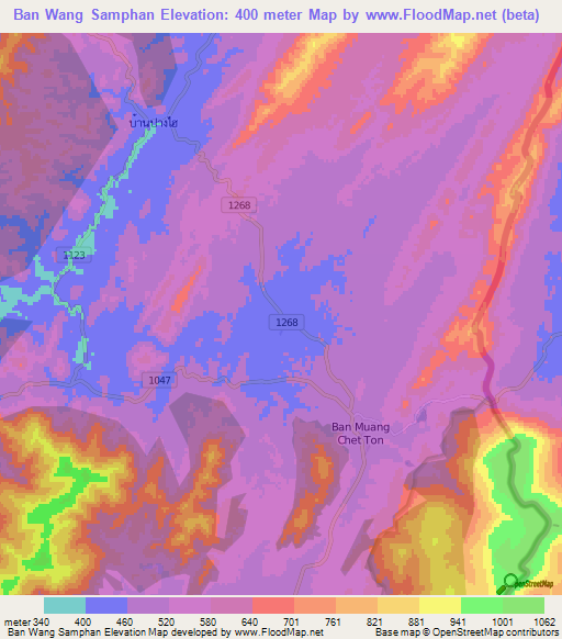 Ban Wang Samphan,Thailand Elevation Map
