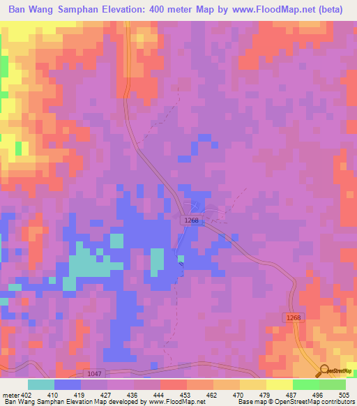 Ban Wang Samphan,Thailand Elevation Map