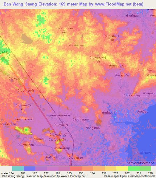 Ban Wang Saeng,Thailand Elevation Map