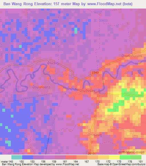 Ban Wang Rong,Thailand Elevation Map