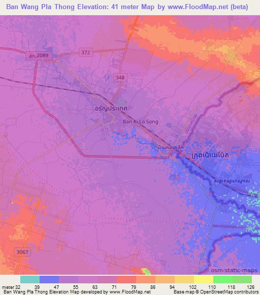 Ban Wang Pla Thong,Thailand Elevation Map