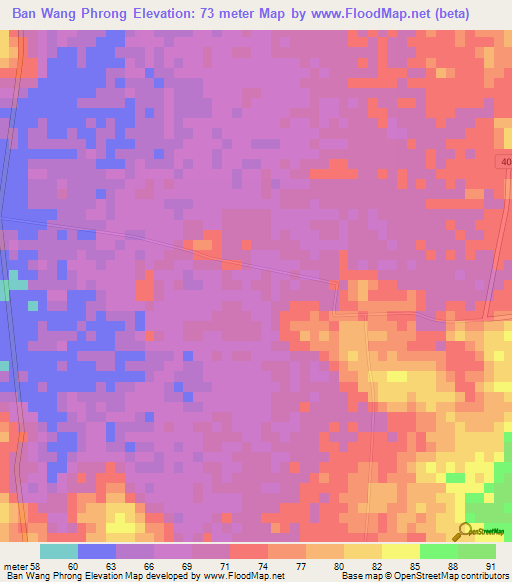 Ban Wang Phrong,Thailand Elevation Map