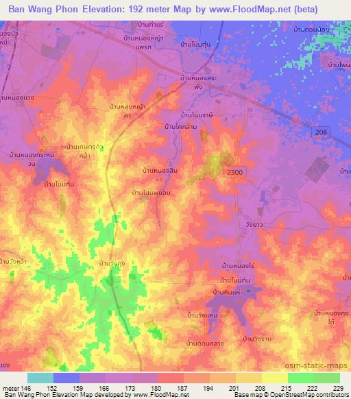 Ban Wang Phon,Thailand Elevation Map