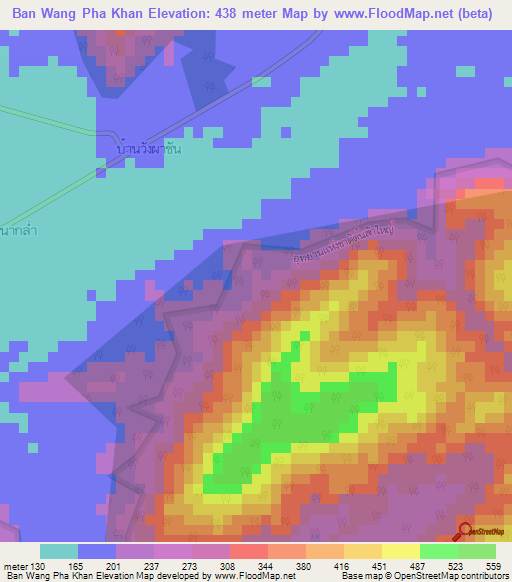 Ban Wang Pha Khan,Thailand Elevation Map